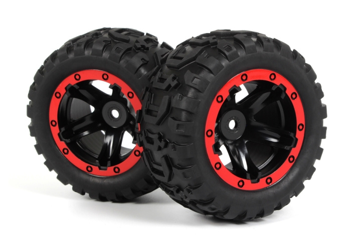 BLACKZON Slyder MT Wheels/Tires Assembled (Black/Red) ryhmässä LELUT, TUOTTEET LAPSILLE JA VAUVOILLE / Radio-ohjattava / Varaosat ja lisävarusteet / Blackzon @ TP E-commerce Nordic AB (C30843)