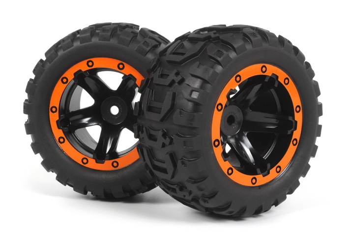 BLACKZON Slyder MT Wheels/Tires Assembled (Black/Orange) ryhmässä LELUT, TUOTTEET LAPSILLE JA VAUVOILLE / Radio-ohjattava / Varaosat ja lisävarusteet / Blackzon @ TP E-commerce Nordic AB (C30844)