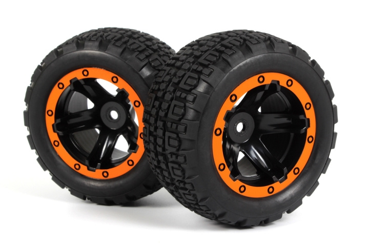 BLACKZON Slyder ST Wheels/Tires Assembled (Black/Orange) ryhmässä LELUT, TUOTTEET LAPSILLE JA VAUVOILLE / Radio-ohjattava / Varaosat ja lisävarusteet / Blackzon @ TP E-commerce Nordic AB (C30846)