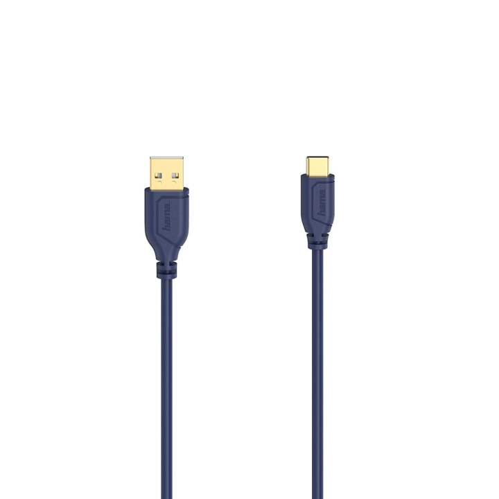 Hama Cable USB-C Flexi-Slim USB-A-USB-C Gold Blue 0.75m ryhmässä TIETOKOONET & TARVIKKEET / Kaapelit & Sovittimet / USB / USB-C @ TP E-commerce Nordic AB (C30969)