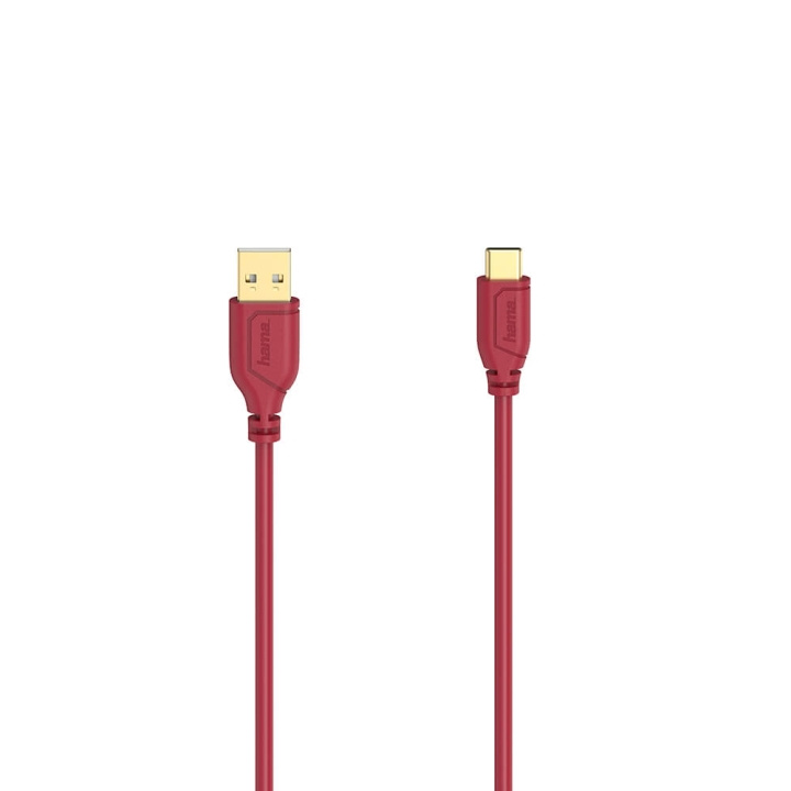 HAMA Cable USB-C Flexi-Slim USB-A-USB-C Gold Red 0.75m ryhmässä TIETOKOONET & TARVIKKEET / Kaapelit & Sovittimet / USB / USB-C @ TP E-commerce Nordic AB (C30970)