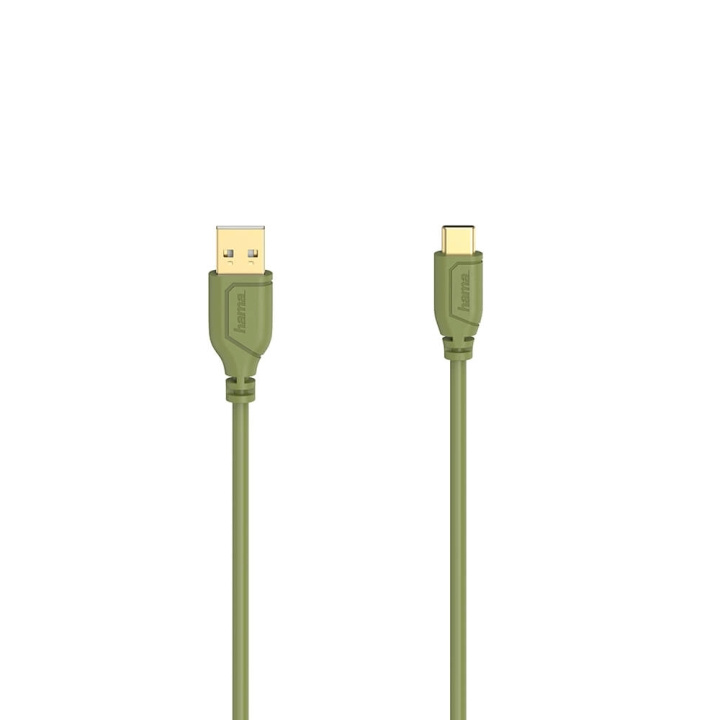 Hama Cable USB-C Flexi-Slim USB-A-USB-C Gold Green 0.75m ryhmässä TIETOKOONET & TARVIKKEET / Kaapelit & Sovittimet / USB / USB-C @ TP E-commerce Nordic AB (C30971)