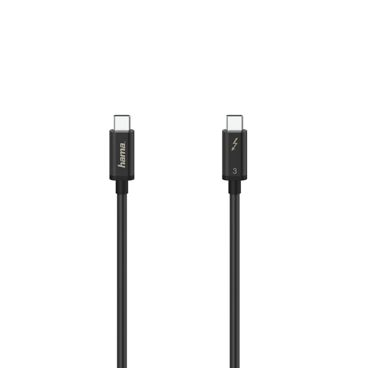 HAMA Cable USB-C Thunderbolt-3 40 Gbit/s Ultra-HD 5K 0.5m Black ryhmässä TIETOKOONET & TARVIKKEET / Kaapelit & Sovittimet / USB / USB-C @ TP E-commerce Nordic AB (C30976)