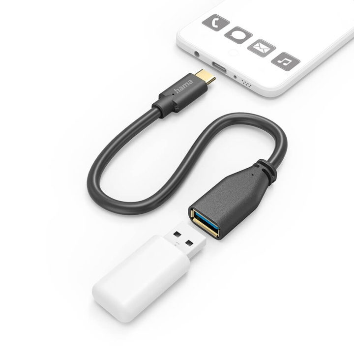 HAMA Adapter Cable USB OTG USB-C to USB-A Black 0.15cm ryhmässä TIETOKOONET & TARVIKKEET / Kaapelit & Sovittimet / USB / USB-A / Sovittimet @ TP E-commerce Nordic AB (C30996)