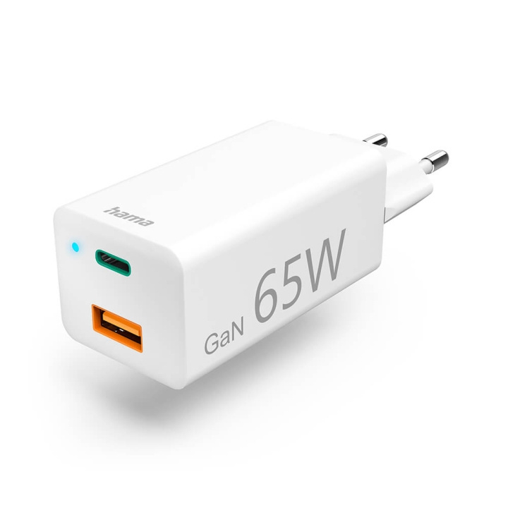 Hama Charger 220V GaN USB-C/A PD 65W white ryhmässä ÄLYPUHELIMET JA TABLETIT / Laturit & Kaapelit / Sovittimet @ TP E-commerce Nordic AB (C30997)