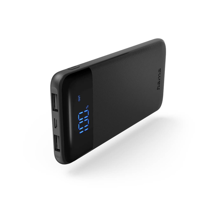 HAMA Powerbank Led 10000mAh Anthracite ryhmässä ÄLYPUHELIMET JA TABLETIT / Laturit & Kaapelit / Powerbanks @ TP E-commerce Nordic AB (C30999)