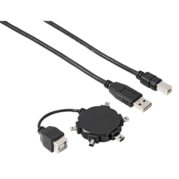 Hama Kabel USB A-B Inkl 5x Adapter Svart 0.5m ryhmässä TIETOKOONET & TARVIKKEET / Kaapelit & Sovittimet / USB / USB-A / Sovittimet @ TP E-commerce Nordic AB (C31158)