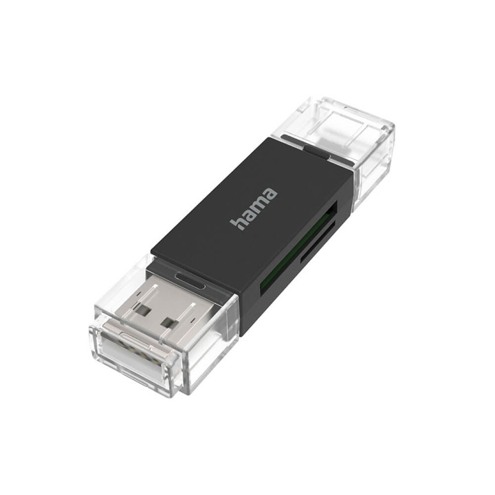 HAMA Card Reader USB-A Micro-USB SD/microSD ryhmässä KODINELEKTRONIIKKA / Tallennusvälineet / Kortinlukijat @ TP E-commerce Nordic AB (C31204)
