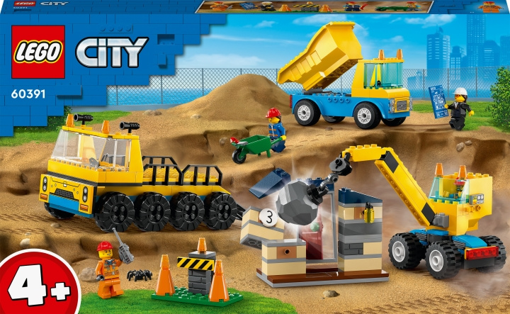 LEGO City Great Vehicles 60391 - Rakennustyömaan ajoneuvot, nosturi ja purkupallo ryhmässä LELUT, TUOTTEET LAPSILLE JA VAUVOILLE / Leikkikalut, Askartelu &Pelit / Rakennuslelut / Lego @ TP E-commerce Nordic AB (C32797)