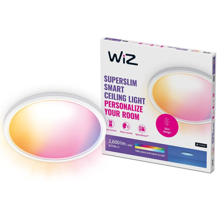 WiZ SuperSlim kattovalaisin, pyöreä, valkoinen, WiFi, 22 W, RGB, 2200-6500 K, 2600 lm ryhmässä KOTI, TALOUS JA PUUTARHA / Älykodit / Älykäs valaistus @ TP E-commerce Nordic AB (C33721)