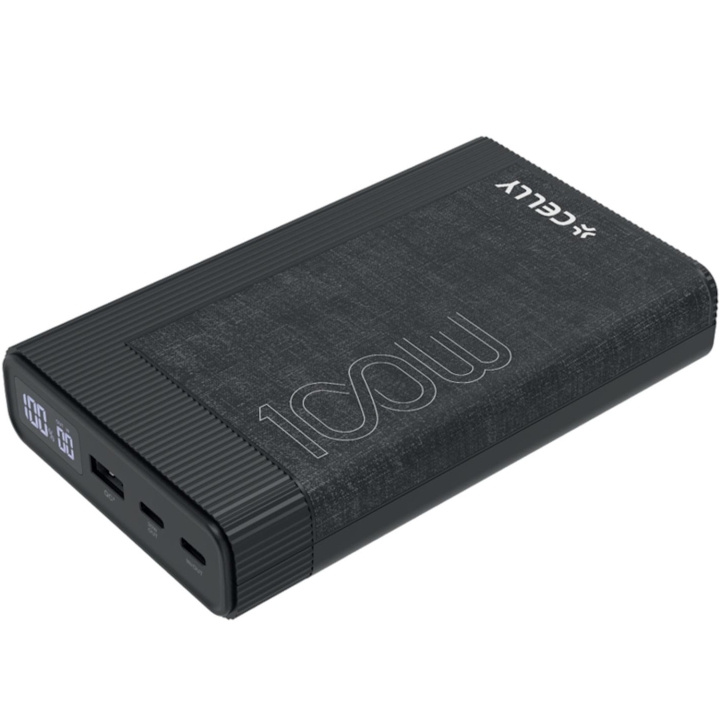 Celly Powerbank PD 100W 20.000 mAh Svart ryhmässä ÄLYPUHELIMET JA TABLETIT / Laturit & Kaapelit / Powerbanks @ TP E-commerce Nordic AB (C33773)