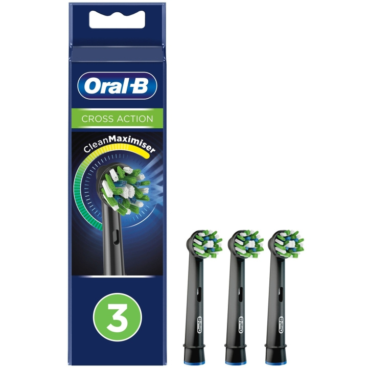 Oral B Borsthuvud Cross Action Black 3st ryhmässä KAUNEUS JA TERVEYS / Suunhoito / Sähköhammasharjat Tarvikkeet @ TP E-commerce Nordic AB (C33848)