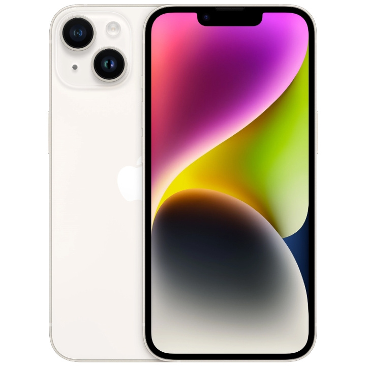 Apple iPhone 14 128 Gt -puhelin, tähtivalkea (MPUR3) ryhmässä ÄLYPUHELIMET JA TABLETIT / Kännykät & smartphones @ TP E-commerce Nordic AB (C33915)
