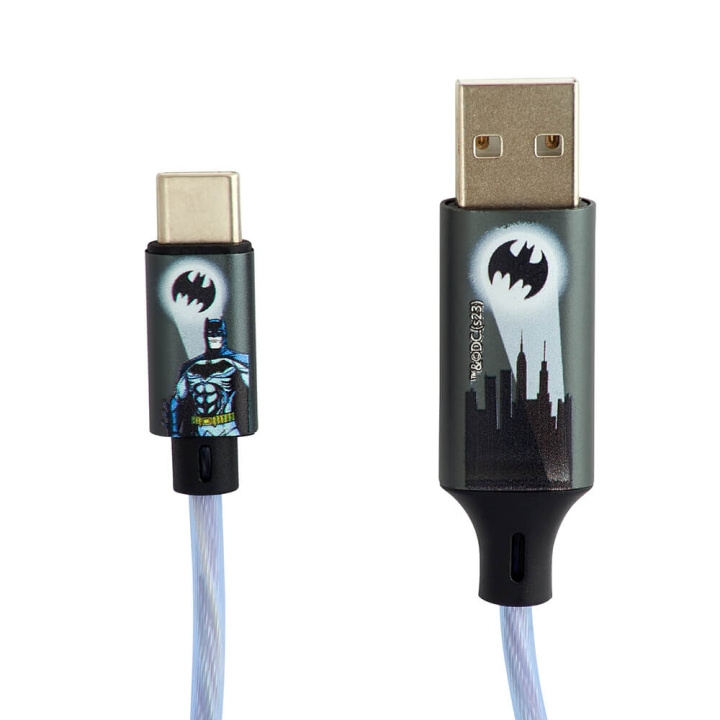 BATMAN USB A to C Light-Up 1.2m ryhmässä ÄLYPUHELIMET JA TABLETIT / Laturit & Kaapelit / Kaapelit / Tyyppi C -kaapelit @ TP E-commerce Nordic AB (C34661)