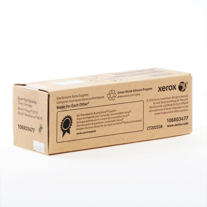 Xerox Toner 106R03477 Cyan High Capacity ryhmässä TIETOKOONET & TARVIKKEET / Tulostimet & Tarvikkeet / Musteet ja väriaineet / Toner / Xerox @ TP E-commerce Nordic AB (C35125)