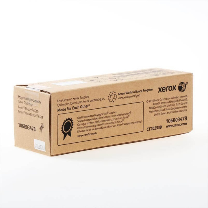 Xerox Toner 106R03478 Magenta Suuri Kapasiteetti ryhmässä TIETOKOONET & TARVIKKEET / Tulostimet & Tarvikkeet / Musteet ja väriaineet / Toner / Xerox @ TP E-commerce Nordic AB (C35126)