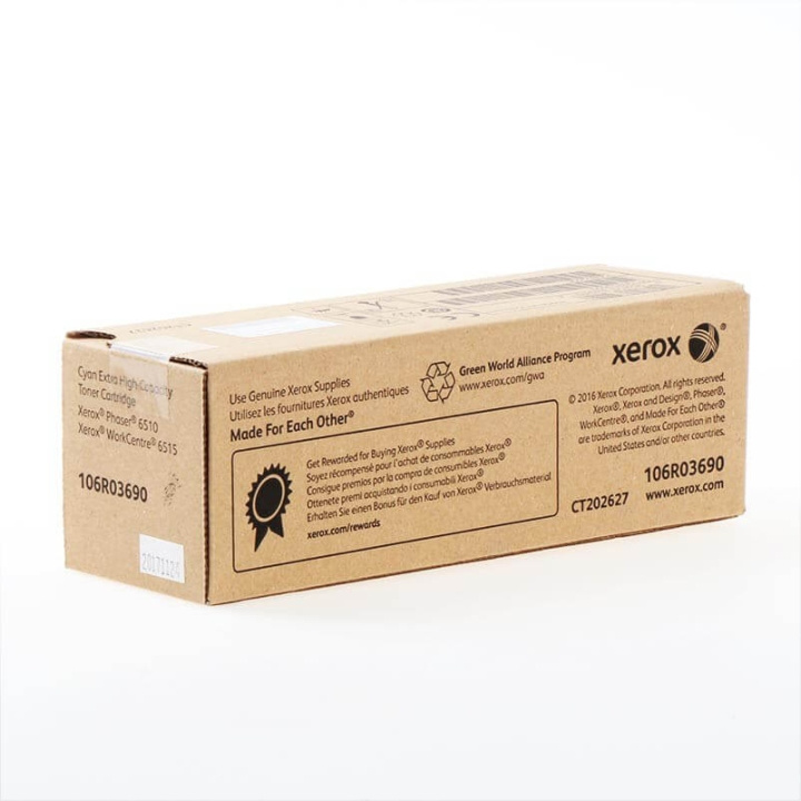 Xerox Toner 106R03690 Cyan Extra Suuri Kapasiteetti ryhmässä TIETOKOONET & TARVIKKEET / Tulostimet & Tarvikkeet / Musteet ja väriaineet / Toner / Xerox @ TP E-commerce Nordic AB (C35147)