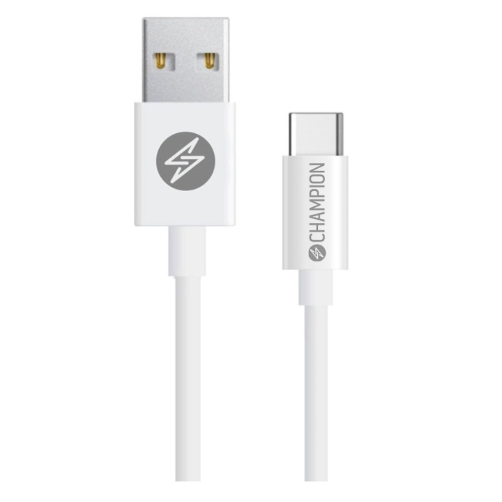 Champion USB-A till USB-C Kabel 1m Vit ryhmässä ÄLYPUHELIMET JA TABLETIT / Laturit & Kaapelit / Kaapelit / Tyyppi C -kaapelit @ TP E-commerce Nordic AB (C35383)