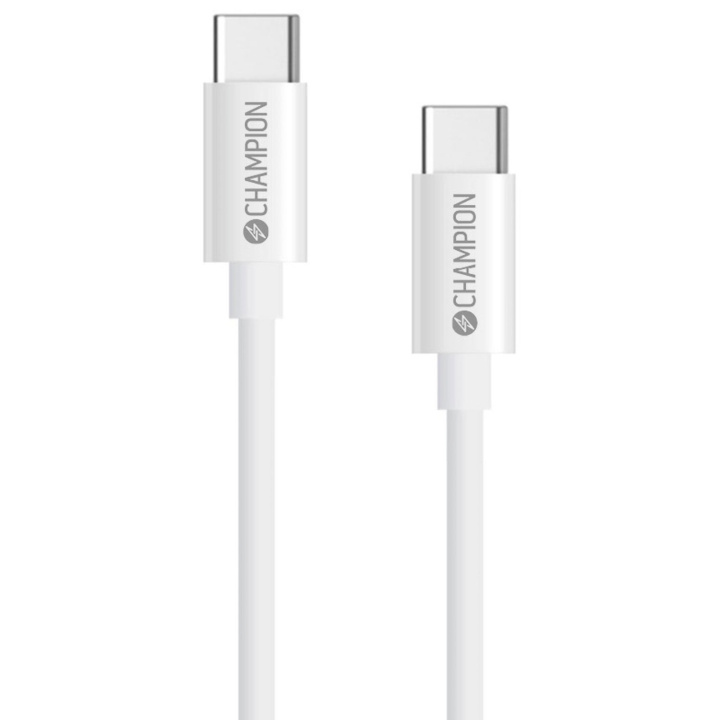 Champion USB-C Kabel 60W 1m Vit ryhmässä ÄLYPUHELIMET JA TABLETIT / Laturit & Kaapelit / Kaapelit / Tyyppi C -kaapelit @ TP E-commerce Nordic AB (C35386)