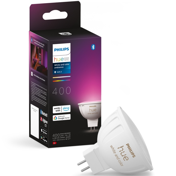 Philips Hue White Color Ambiance GU5.3 MR16 12V 400lm 1-pack ryhmässä KOTI, TALOUS JA PUUTARHA / Älykodit / Älykäs valaistus @ TP E-commerce Nordic AB (C35392)