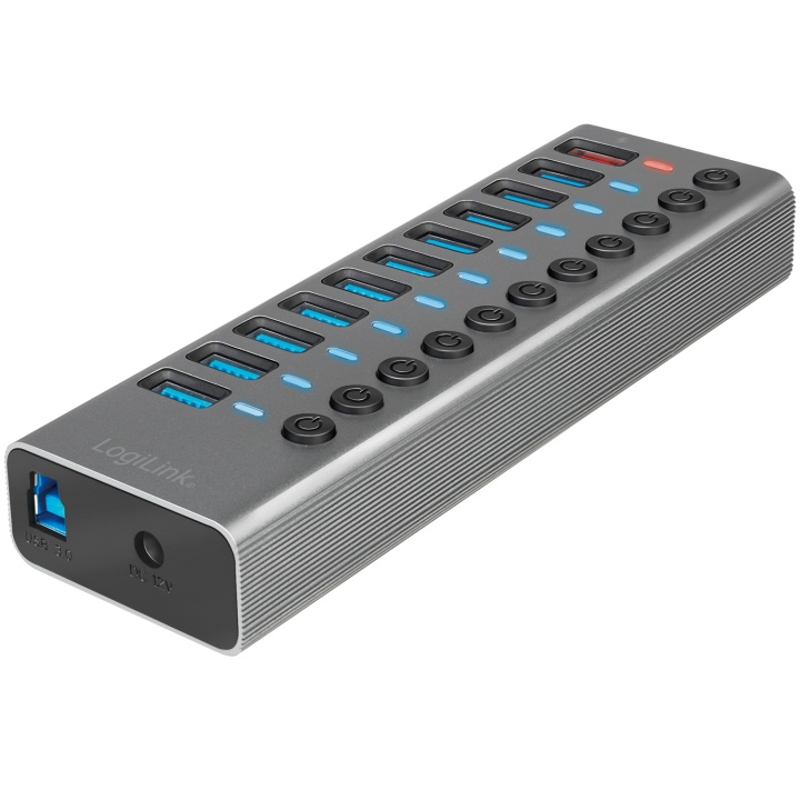 LogiLink USB-hub 10+1-port med separata På/Av-knappar USB 3.2 Gen 1 ryhmässä TIETOKOONET & TARVIKKEET / Tietokonetarvikkeet / USB-telakat @ TP E-commerce Nordic AB (C35395)