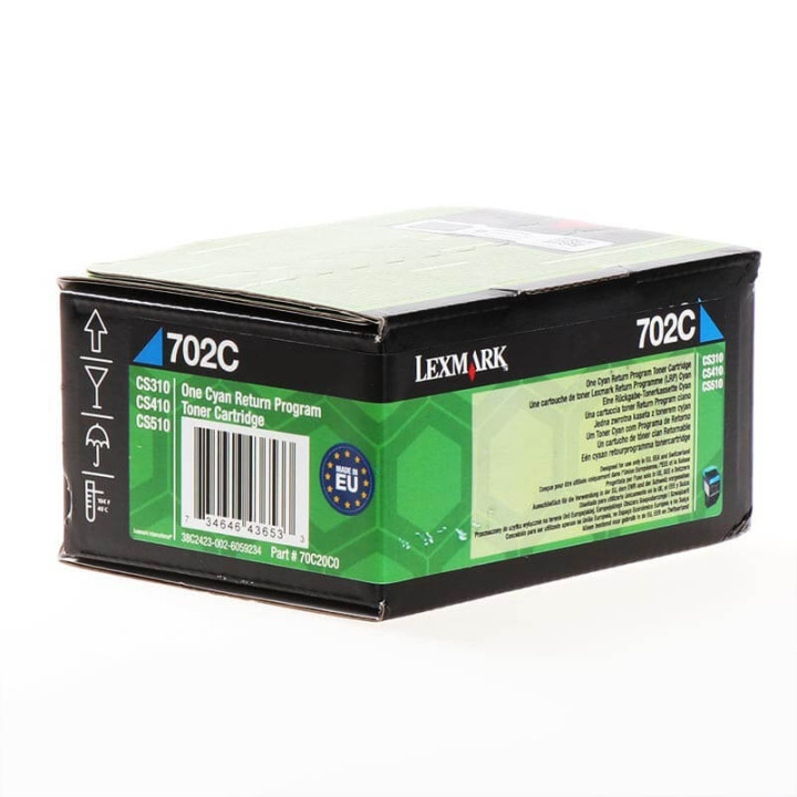 Lexmark Toner 70C20C0 702 Cyan Return ryhmässä TIETOKOONET & TARVIKKEET / Tulostimet & Tarvikkeet / Musteet ja väriaineet / Toner / Lexmark @ TP E-commerce Nordic AB (C36689)