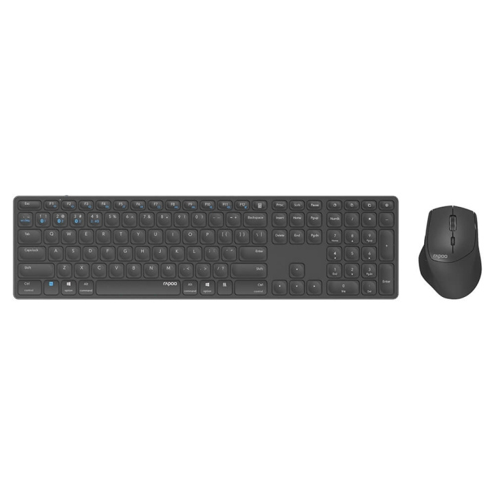 RAPOO Keyboard/Mice Set 9800M Wireless Multi-Mode Dark Grey ryhmässä TIETOKOONET & TARVIKKEET / Hiiret & Näppäimistöt / Näppäimistöt / Langattomat @ TP E-commerce Nordic AB (C38375)