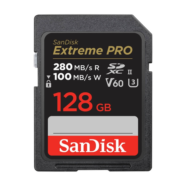 SanDisk Extreme Pro 128GB 280MB/s V60 C10 UHS-II ryhmässä KODINELEKTRONIIKKA / Tallennusvälineet / Muistikortit / SD/SDHC/SDXC @ TP E-commerce Nordic AB (C38407)