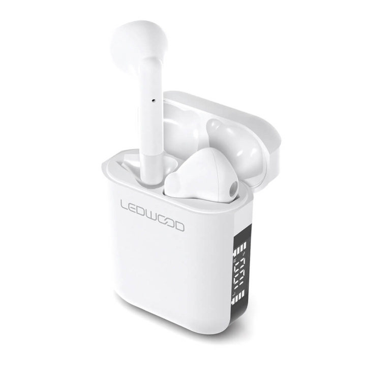 LEDWOOD Headphone Apollo TWS True Wireless In-Ear White Mic ryhmässä KODINELEKTRONIIKKA / Ääni & Kuva / Kuulokkeet & Tarvikkeet / Kuulokkeet @ TP E-commerce Nordic AB (C38423)