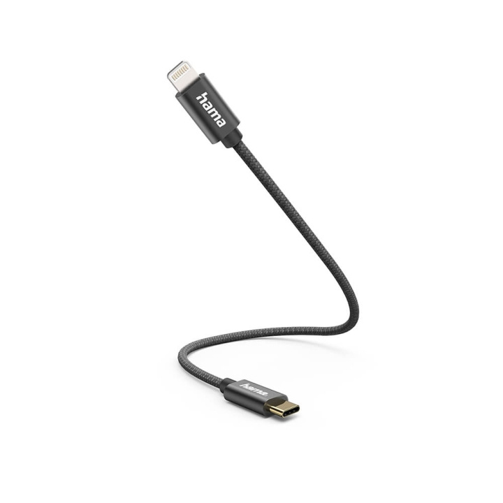 HAMA Charging Cable USB-C to Lightning 0.2m Black ryhmässä ÄLYPUHELIMET JA TABLETIT / Laturit & Kaapelit / Kaapelit / Tyyppi C -kaapelit @ TP E-commerce Nordic AB (C38749)