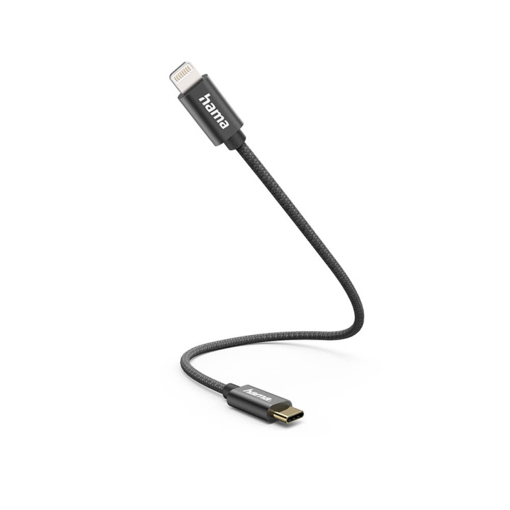 Hama Charging Cable USB-C to Lightning 0.2m Black ryhmässä ÄLYPUHELIMET JA TABLETIT / Laturit & Kaapelit / Kaapelit / Tyyppi C -kaapelit @ TP E-commerce Nordic AB (C38749)
