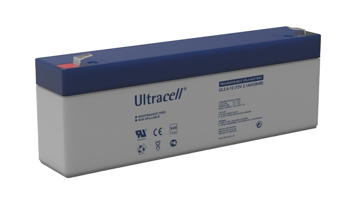 Ultracell Blybatteri 12 V, 2,1 Ah (UL2.4-12) Faston (4,8 mm) Blybatteri, VdS ryhmässä KODINELEKTRONIIKKA / Paristot & Laturit / Ladattavat paristot / Lyijyparistot @ TP E-commerce Nordic AB (C38839)