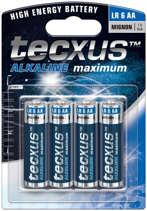 tecxus LR6/AA (Mignon) batteri, 4 st. blister alkaliskt manganbatteri, 1,5 V ryhmässä KODINELEKTRONIIKKA / Paristot & Laturit / Akut / AA @ TP E-commerce Nordic AB (C38846)