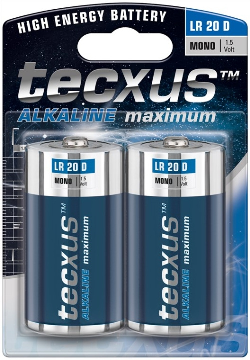 tecxus LR20/D (Mono) batteri, 2 st. blister alkaliskt manganbatteri, 1,5 V ryhmässä KODINELEKTRONIIKKA / Paristot & Laturit / Akut / Muut @ TP E-commerce Nordic AB (C38848)