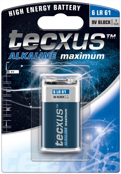 tecxus 6LR61/6LP3146/9 V Block batteri, 1 st. blister alkaliskt manganbatteri, 9 V ryhmässä KODINELEKTRONIIKKA / Paristot & Laturit / Akut / 9V @ TP E-commerce Nordic AB (C38849)