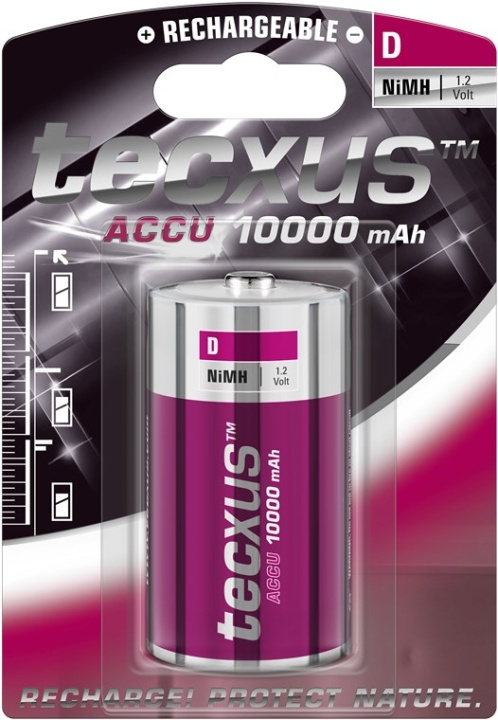 tecxus D (Mono)/HR20 laddningsbart batteri - 10000 mAh, 1 st. blister Nickel-metallhydrid batteri (NiMH), 1,2 V ryhmässä KODINELEKTRONIIKKA / Paristot & Laturit / Akut / Muut @ TP E-commerce Nordic AB (C38850)