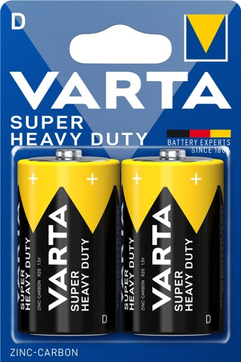 Varta R20/D (Mono) (2020) batteri, 2 st. blister Zink- kol batteri, 1,5 V ryhmässä KODINELEKTRONIIKKA / Paristot & Laturit / Akut / Muut @ TP E-commerce Nordic AB (C38880)