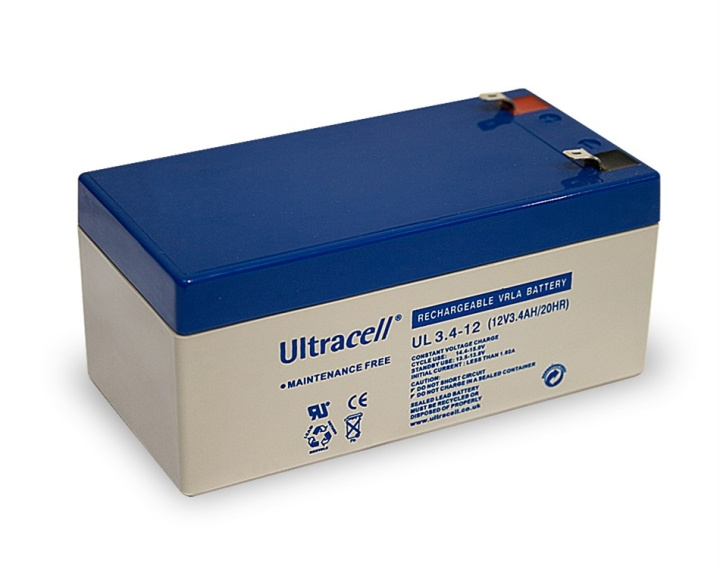 Ultracell Blybatteri 12 V, 3,4 Ah (UL3.4-12) Faston (4,8 mm) Blybatteri, VdS ryhmässä KODINELEKTRONIIKKA / Paristot & Laturit / Ladattavat paristot / Lyijyparistot @ TP E-commerce Nordic AB (C38894)