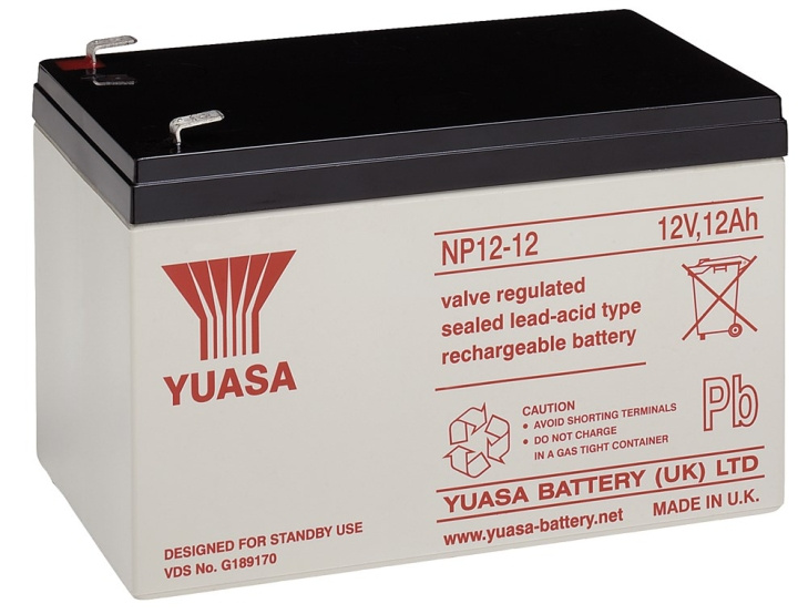 Yuasa Blybatteri 12 V, 12 Ah (NP12-12) Blybatteri, VdS ryhmässä KODINELEKTRONIIKKA / Paristot & Laturit / Ladattavat paristot / Lyijyparistot @ TP E-commerce Nordic AB (C38906)