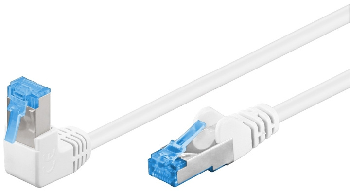 Goobay Patchkabel CAT 6A, 1x 90° vinklad, S/FTP (PiMF), vit, 0,25 m kopparledare (CU), halogenfri kabelhölje (LSZH), snäpplås på toppen ryhmässä TIETOKOONET & TARVIKKEET / Kaapelit & Sovittimet / Verkko / Cat6 @ TP E-commerce Nordic AB (C39043)