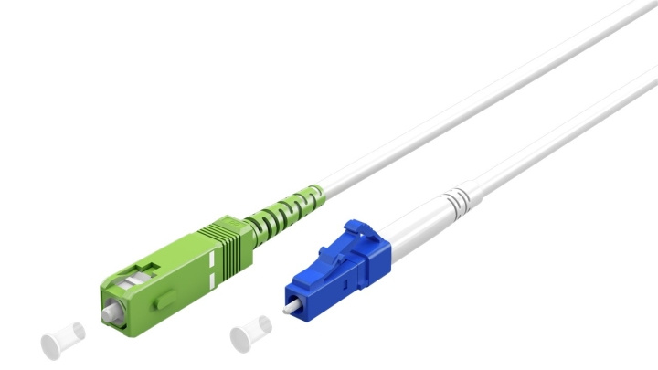 Goobay Fiberoptisk kabel (FTTH), Singlemode (OS2) White, vit (Simplex), 2 m plugg SC-APC (8°) > LC plugg (UPC), halogenfri kabelhölje (LSZH) ryhmässä TIETOKOONET & TARVIKKEET / Kaapelit & Sovittimet / Verkko / Kuitukaapelointi @ TP E-commerce Nordic AB (C39084)