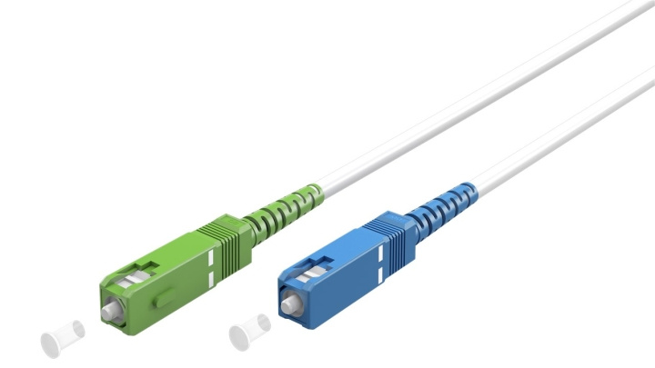 Goobay Fiberoptisk kabel (FTTH), Singlemode (OS2) White, vit (Simplex), 0,5 m plugg SC-APC (8°) > SC plugg (UPC), halogenfri kabelhölje (LSZH) ryhmässä TIETOKOONET & TARVIKKEET / Kaapelit & Sovittimet / Verkko / Kuitukaapelointi @ TP E-commerce Nordic AB (C39092)