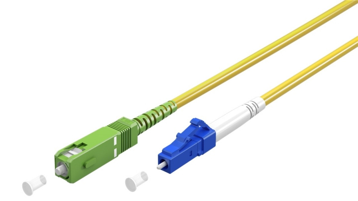 Goobay Fiberoptisk kabel (FTTH), Singlemode (OS2) Yellow, gul (Simplex), 1 m plugg SC-APC (8°) > LC plugg (UPC), halogenfri kabelhölje (LSZH) ryhmässä TIETOKOONET & TARVIKKEET / Kaapelit & Sovittimet / Verkko / Kuitukaapelointi @ TP E-commerce Nordic AB (C39123)