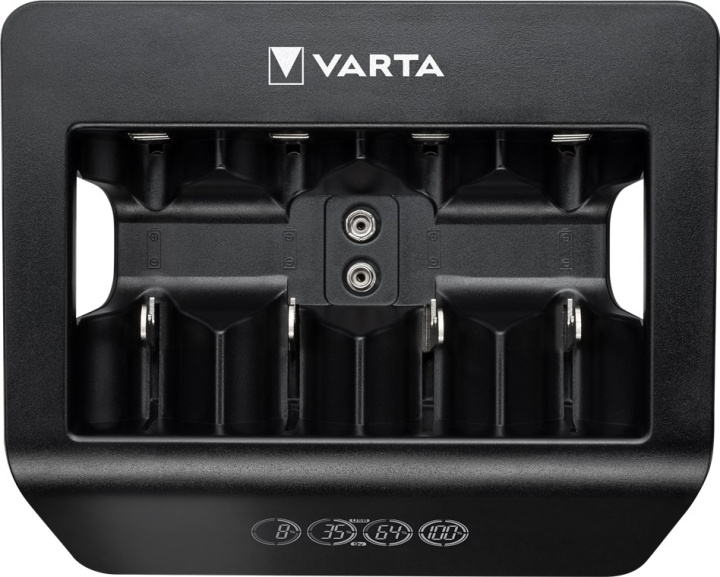 Varta LCD Universal Charger+ (typ 57688) laddar 1x 9 V-batteri eller upp till 4x AA-batterier, AAA-batterier, C- eller D-batterier (NiMH) samtidigt ryhmässä KODINELEKTRONIIKKA / Paristot & Laturit / Paristolaturi @ TP E-commerce Nordic AB (C39146)