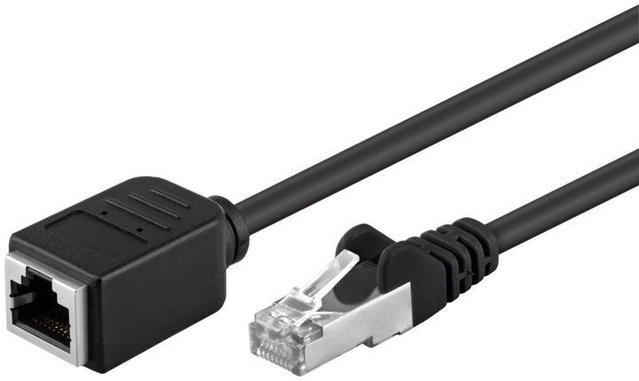 Goobay CAT 5e-jatkokaapeli, F/UTP, musta kuparijohdin (CU), RJ45-liitin (8P8C) > RJ45-liitin (8P8C) > RJ45-liitin (8P8C) ryhmässä TIETOKOONET & TARVIKKEET / Kaapelit & Sovittimet / Verkko / Cat5e @ TP E-commerce Nordic AB (C39419)