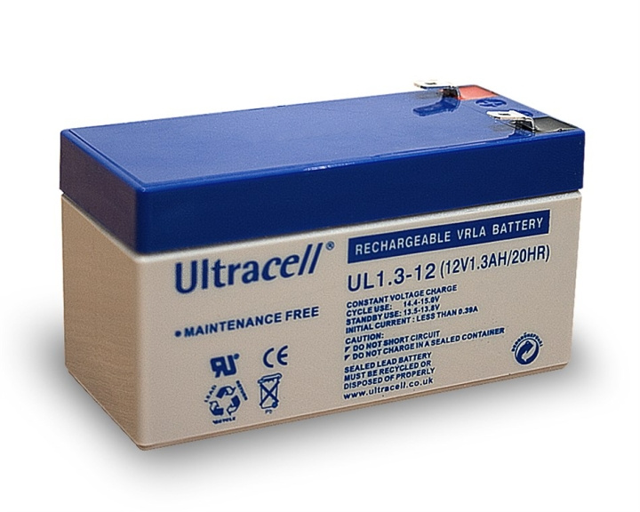 Ultracell Blybatteri 12 V, 1,3 Ah (UL1.3-12) Faston (4,8 mm) Blybatteri, VdS ryhmässä KODINELEKTRONIIKKA / Paristot & Laturit / Ladattavat paristot / Lyijyparistot @ TP E-commerce Nordic AB (C39423)