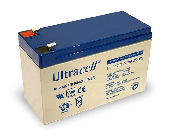 Ultracell Blybatteri 12 V, 7 Ah (UL7-12) Faston (4,8 mm) Blybatteri, VdS ryhmässä KODINELEKTRONIIKKA / Paristot & Laturit / Ladattavat paristot / Lyijyparistot @ TP E-commerce Nordic AB (C39424)
