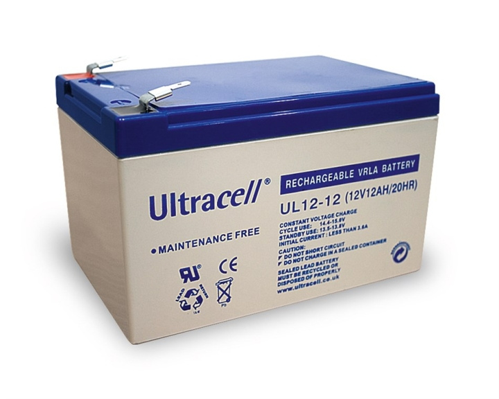 Ultracell Blybatteri 12 V, 12 Ah (UL12-12) Faston (4,8 mm) Blybatteri, VdS ryhmässä KODINELEKTRONIIKKA / Paristot & Laturit / Ladattavat paristot / Lyijyparistot @ TP E-commerce Nordic AB (C39425)