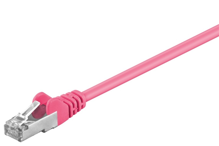 Goobay Patchkabel CAT 5e, SF/UTP, magenta, 3 m kopparklädd aluminiumtråd (CCA) ryhmässä TIETOKOONET & TARVIKKEET / Kaapelit & Sovittimet / Verkko / Cat5e @ TP E-commerce Nordic AB (C39593)