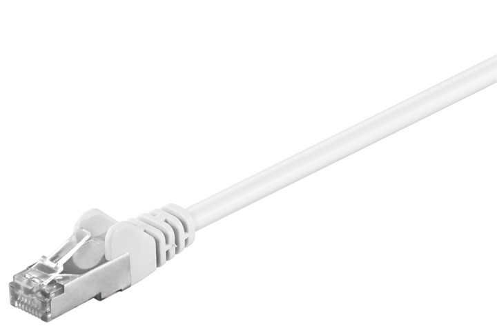 Goobay Patchkabel CAT 5e, SF/UTP, vit, 1 m kopparklädd aluminiumtråd (CCA) ryhmässä TIETOKOONET & TARVIKKEET / Kaapelit & Sovittimet / Verkko / Cat5e @ TP E-commerce Nordic AB (C39625)